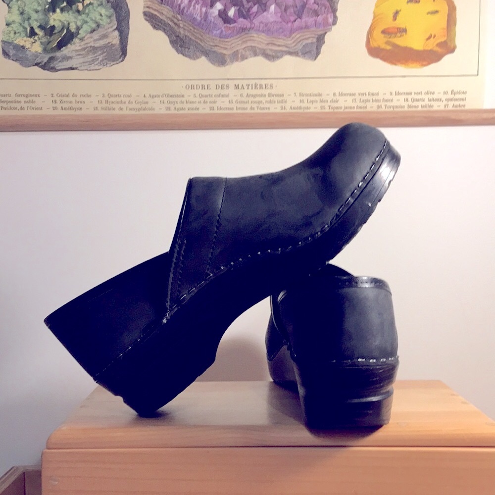 Santia Danish Clogs Black Leather US 8.5 or Euro 39
